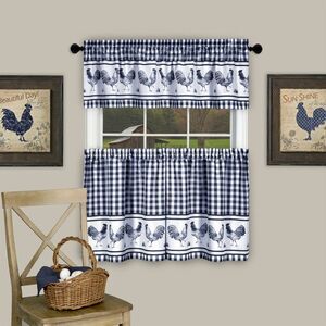 Barnyard Window Kitchen Curtains Valance - 58" (W) x 14" (L) Valance, Navy